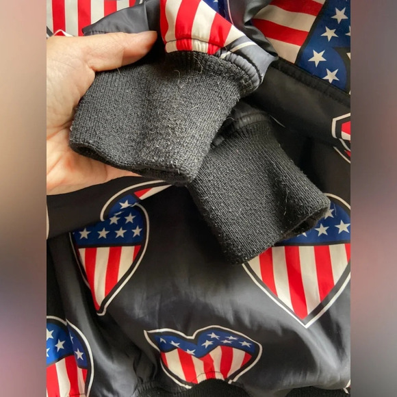 Love Moschino Bomber  Jacket With American Heart Flags Sz 4 - Picture 7 of 14
